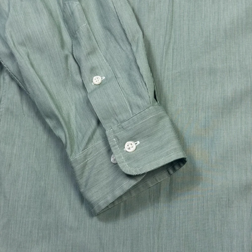 Ralph Lauren Button-Down Dress Shirt Mens 16.5 32/33 Green Striped Classic Fit